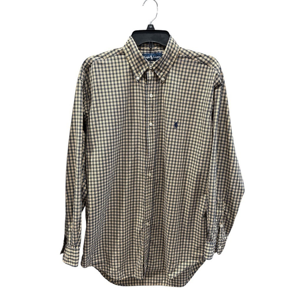 Ralph Lauren Blake Shirt Mens M Yellow Plaid Excellent Cotton Button Down